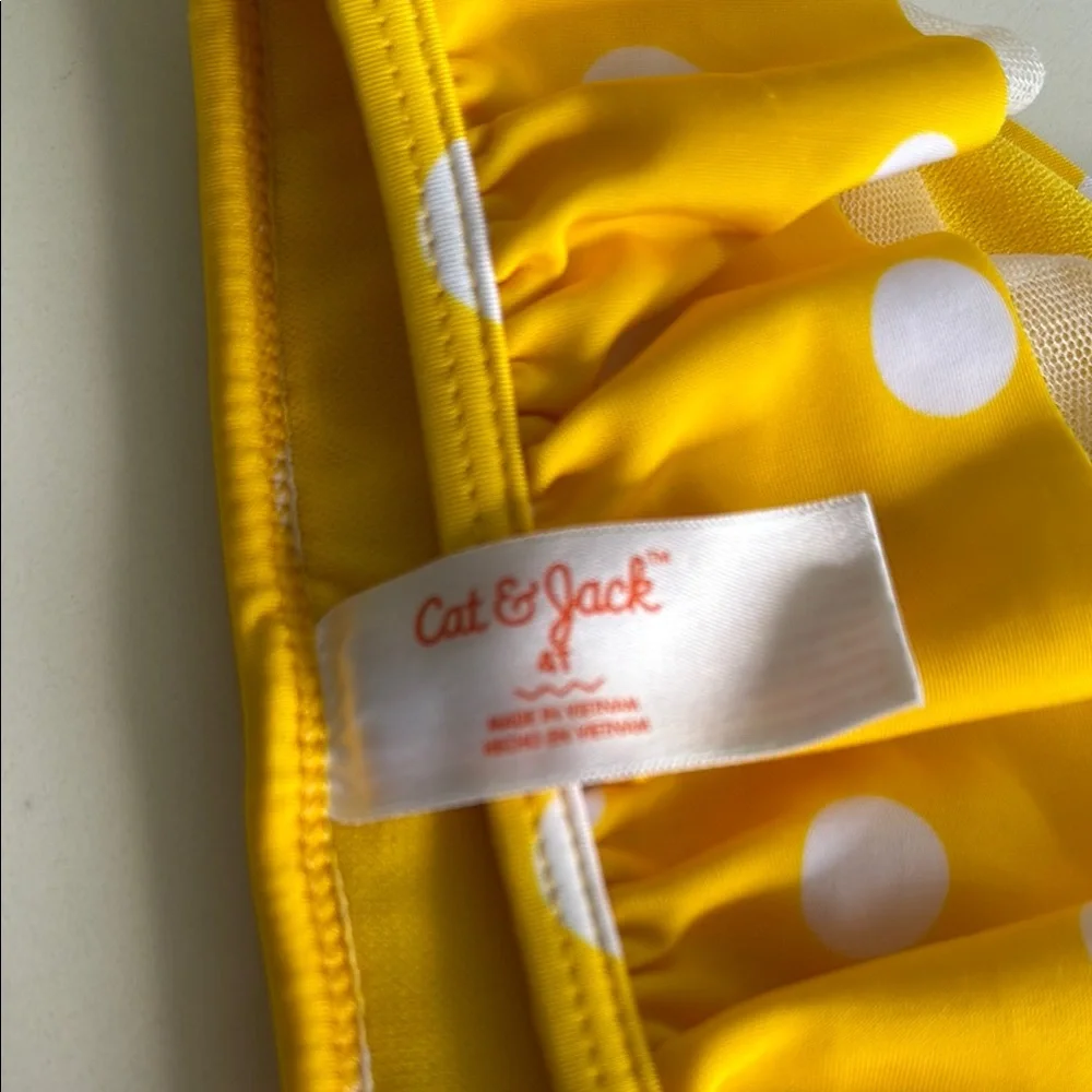 Yellow Polka Dot Ruffle Bikini Set